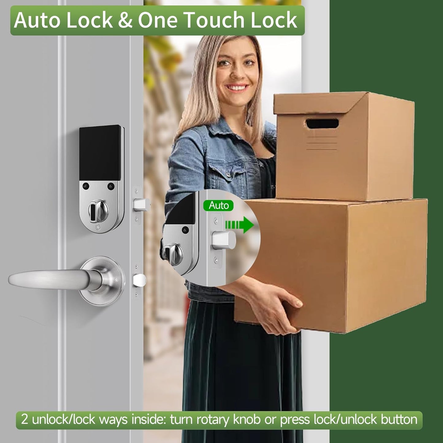 Harfo Fingerprint Door Lock with 2 Lever Handles, Smart Door Lock, Keyless Entry Door Lock, Door Locks with Keypads, Front Door Lock Set, Keypad Door