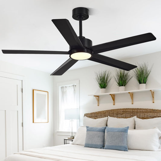 Conciseer Morden Ceiling Fans with Lights,52 Inch Ceiling Fans with Remote for Bedroom Living Room Kitchen, 5 Blades 6 Speed Reversible Quiet DC