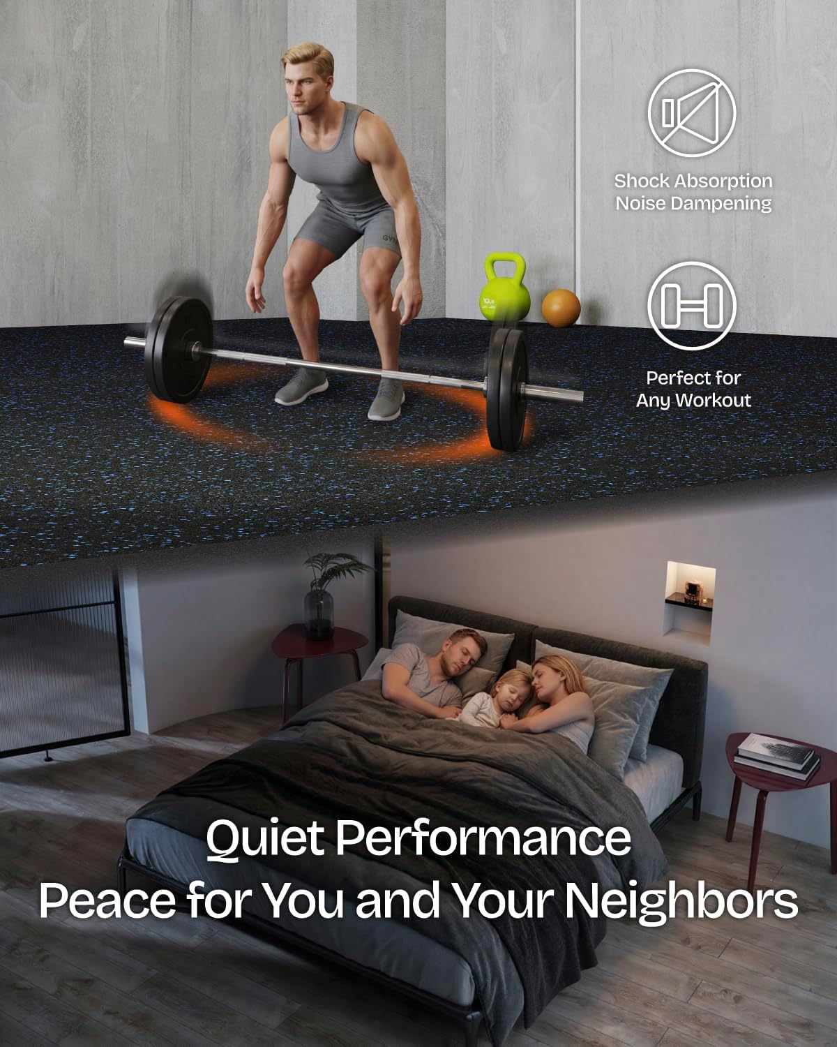 0.56 Inch Thick 48 Sq Ft Gym Flooring for Home Gym, 12 Tiles Robust Rubber Top with Eva Foam Exercise Equipment Mats, Protective Flooring Puzzle Mat for Fitness Room 0.56in Black/Blue 48 Sq Ft (12 Tiles)
