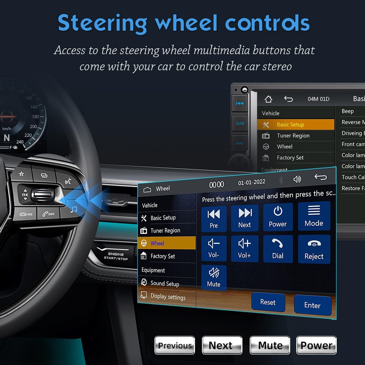 6.9 Inch Car Stereo with Wireless Apple CarPlay & Android Auto, Wireless AirPlay Mirror Link, Double Din Radio with 1024*600 Toucscreen, AM/FM RDS, Bluetooth, Type-C/USB/TF/AUX, 12-LED Backup Camera