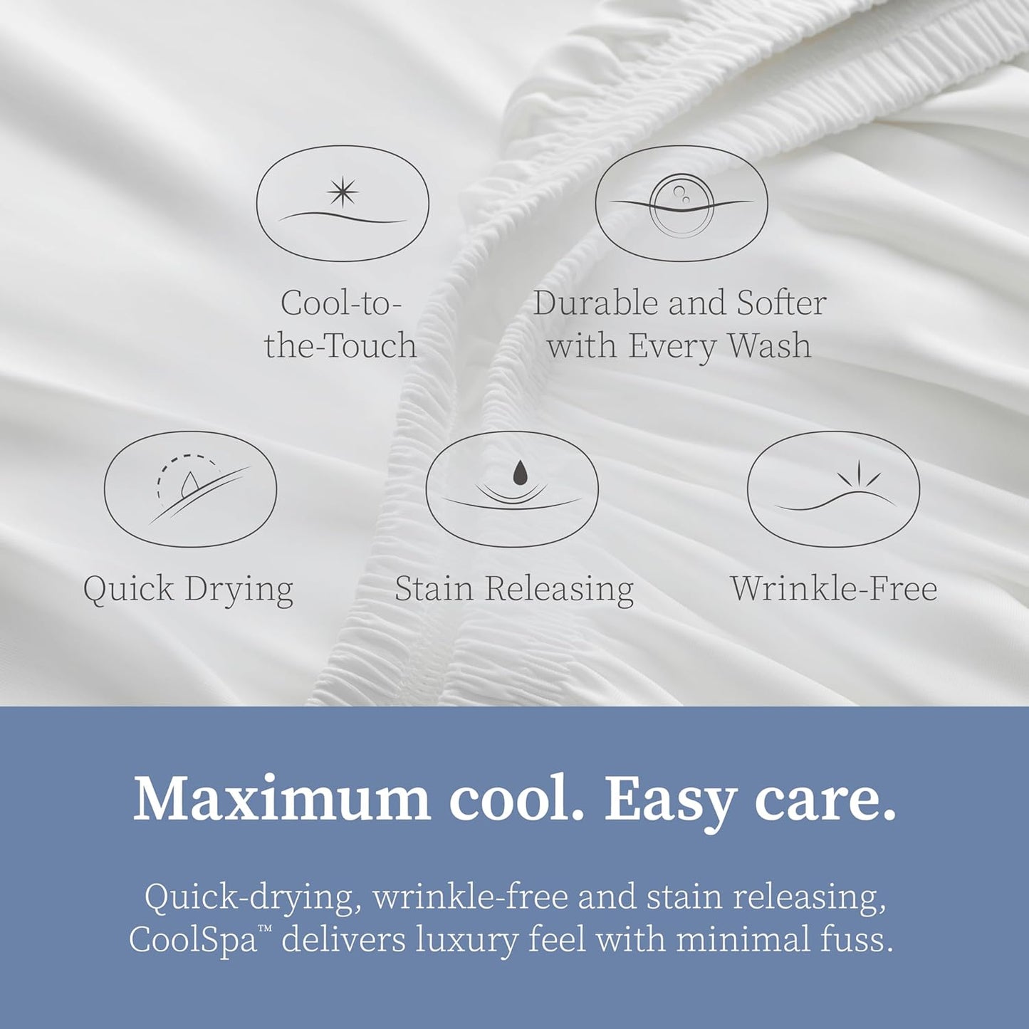 Comphy by Coop CoolSpa Cooling Bed Sheets, 4 Piece Full Sheet Set, White Breathable Cooling and Super Soft Sheets, Luxury Spa