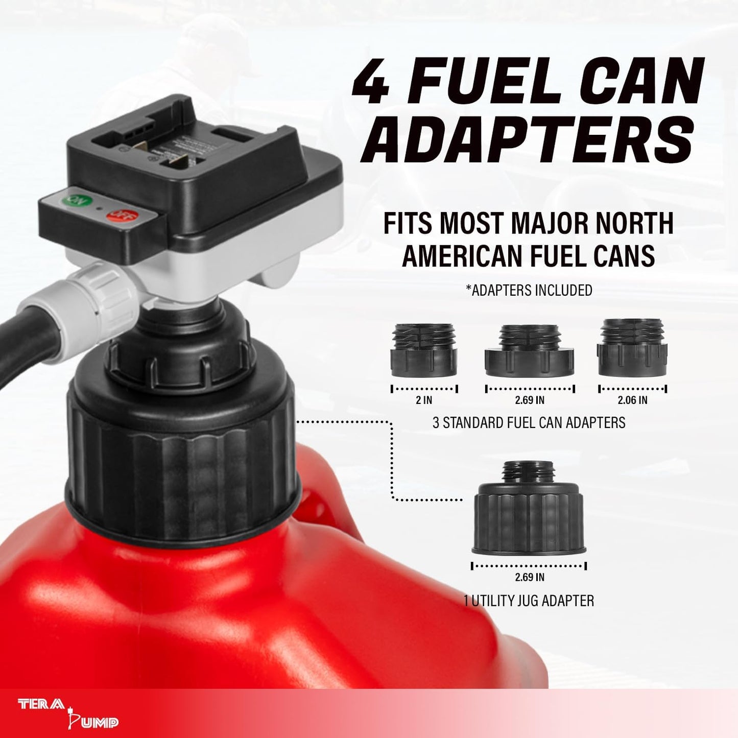 Battery Powered Liquid Transfer Pump (4.0 GPM) – Cordless Pump Compatible with DeWalt 20V & Milwaukee 18V Batteries, Automatic Shutoff Sensor, 51” Heavy-Duty Rubber Hose, 4 Adapters AutoStop Ergonomic Nozzle