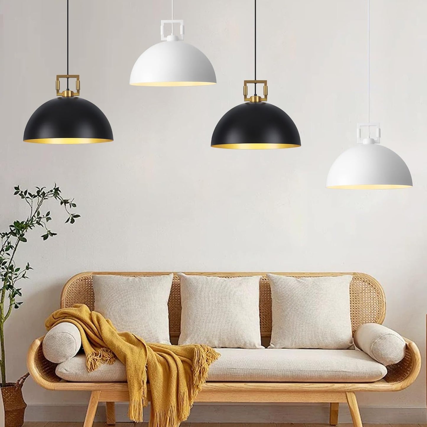 Black Dome Pendant Lights Kitchen Island, 17.7&#34; Modern Pendant Light Fixtures, Industrial Large Pendant Light, Farmhouse Hanging Pendant Lighting