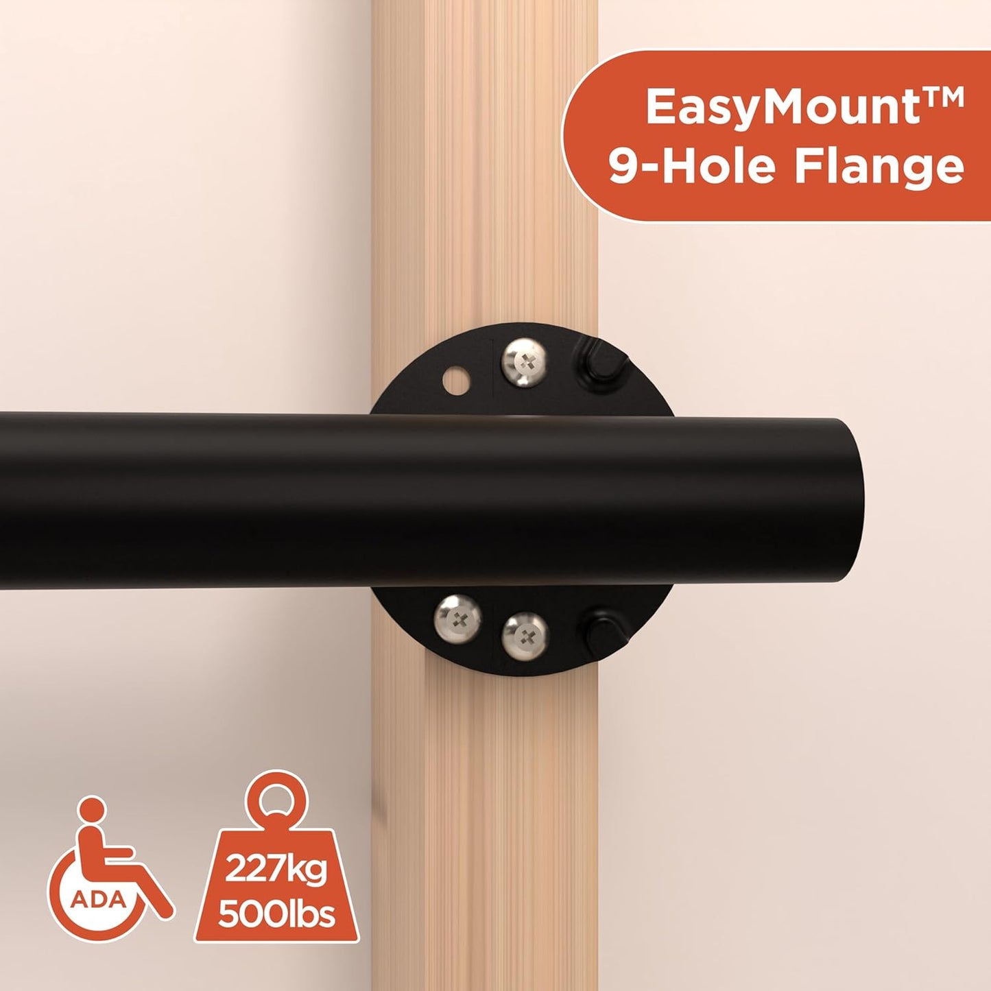HEALTHCRAFT 24" Horizon Grab Bar, ADA Compliant Bathroom Safety Bar, Stainless Steel Shower Handle, 500 lb Support, Modern Bathroom Rail for Shower, Tub & Toilet Wall (1, Matte Black, 24 Inch) Matte Black 24 Inch 1