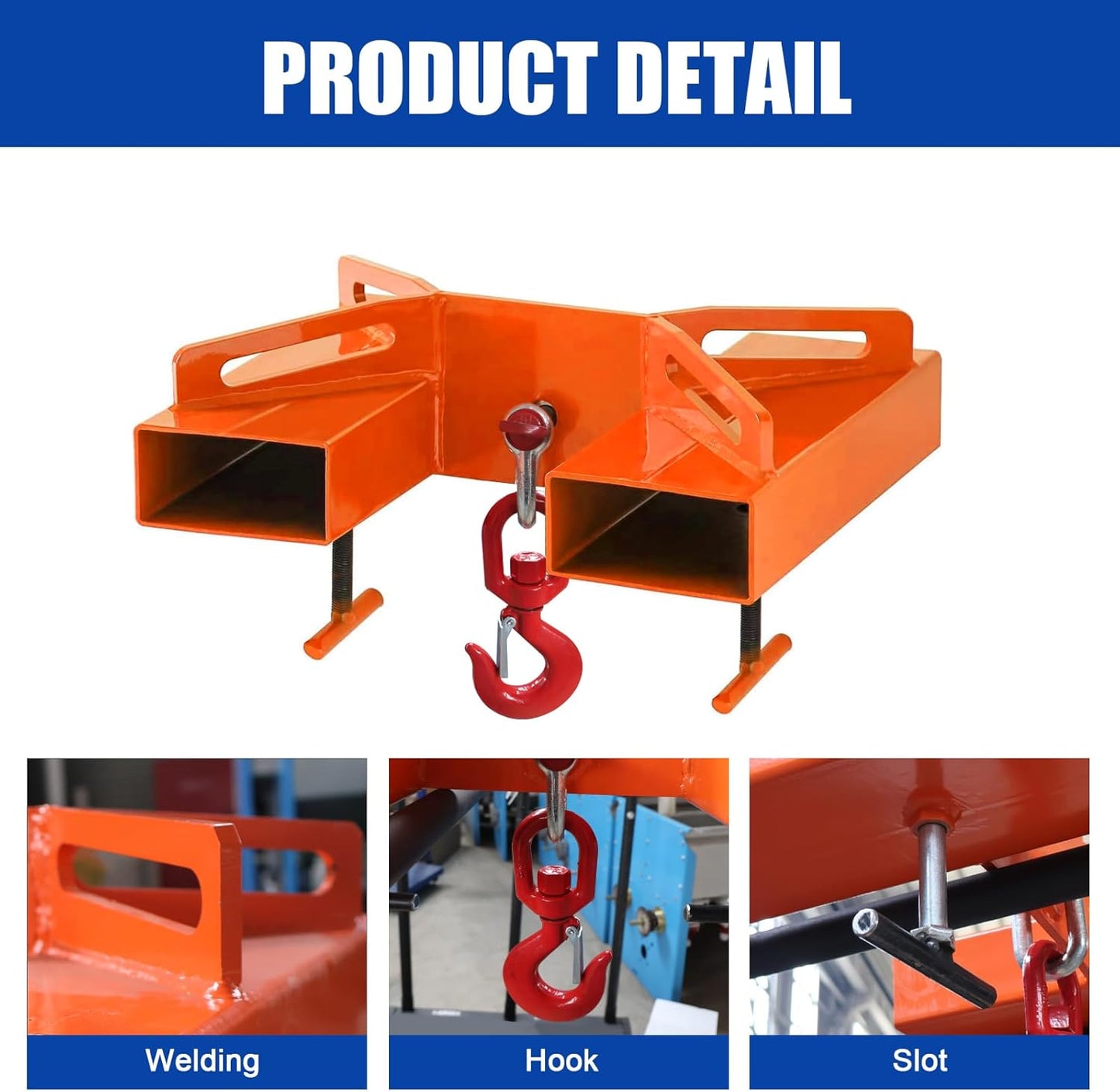 3T/6600LBS Forklift Mobile Crane, Truss Jib Boom Hoist with 2 Hooks, Heavy Duty Forklift Extension Attachment