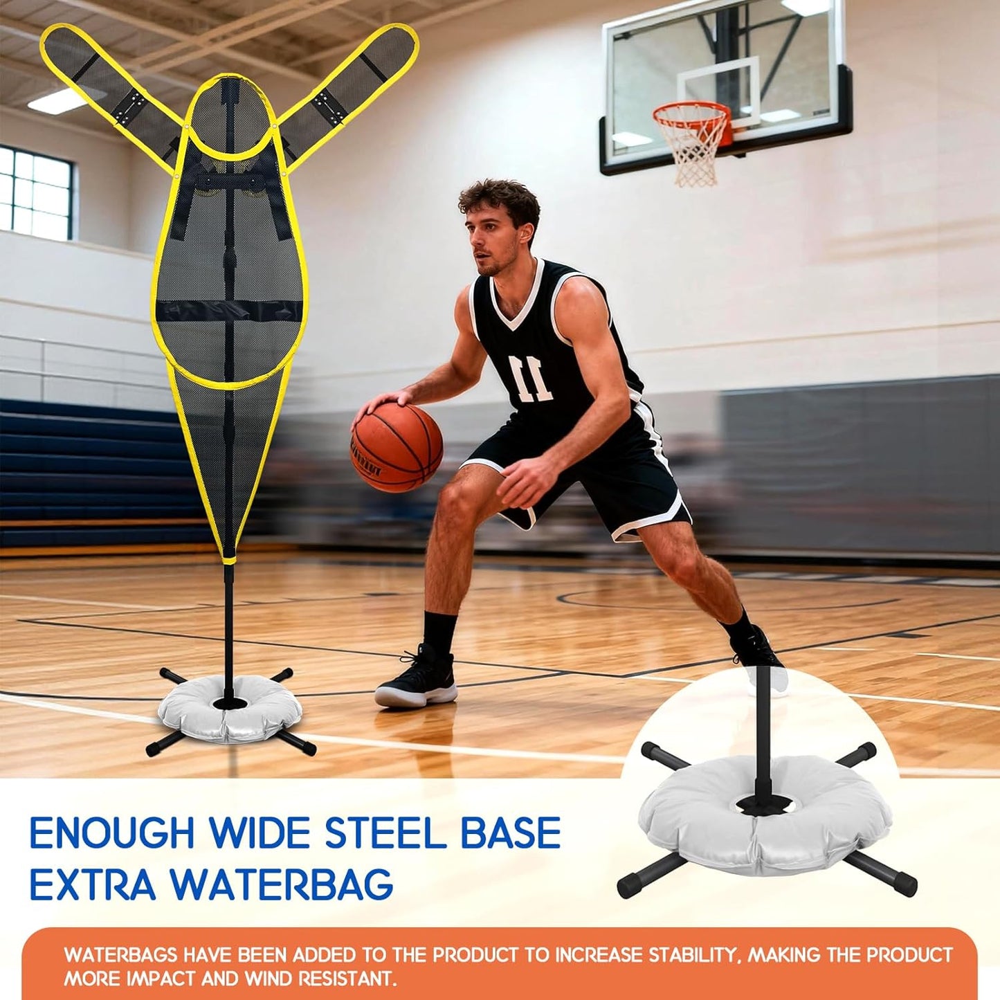 Adjustable-Arm Basketball Defense Dummy Portable Basketball Training Aid Indoor/Outdoor Shooting, Dribbling, and Defense Training Wall Youth and Adult Universal Training Equipment