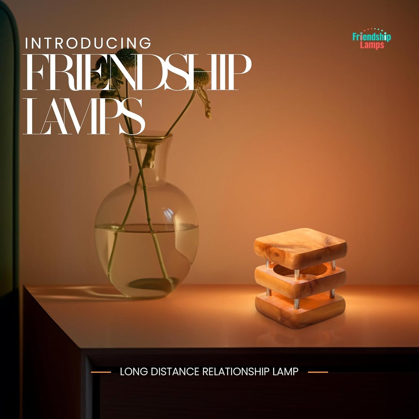 Friendship Lamp Set of 2 - WiFi Connected, Touch Activated Table Lamps, Long Distance Gifts, LED Light