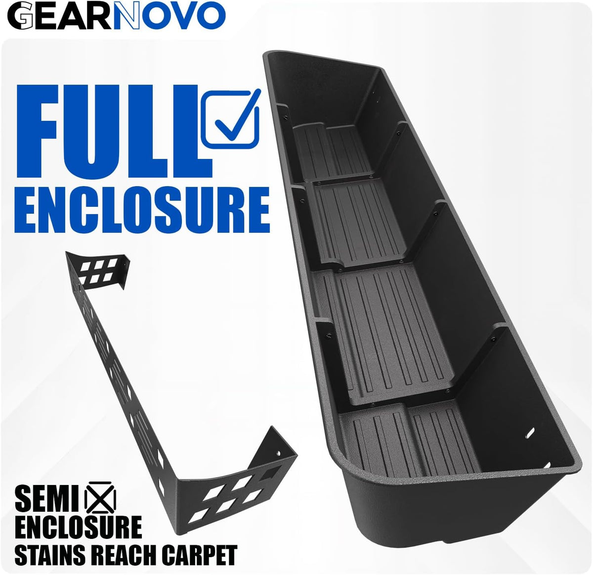 Rear Truck Underseat Storage Box, Fit 2019-2026 Chevrolet Silverado and GMC Sierra 1500 2500 3500 HD Crew Cab Heavy Duty Rear Under Back Seat Box Organizer, Anti Slip