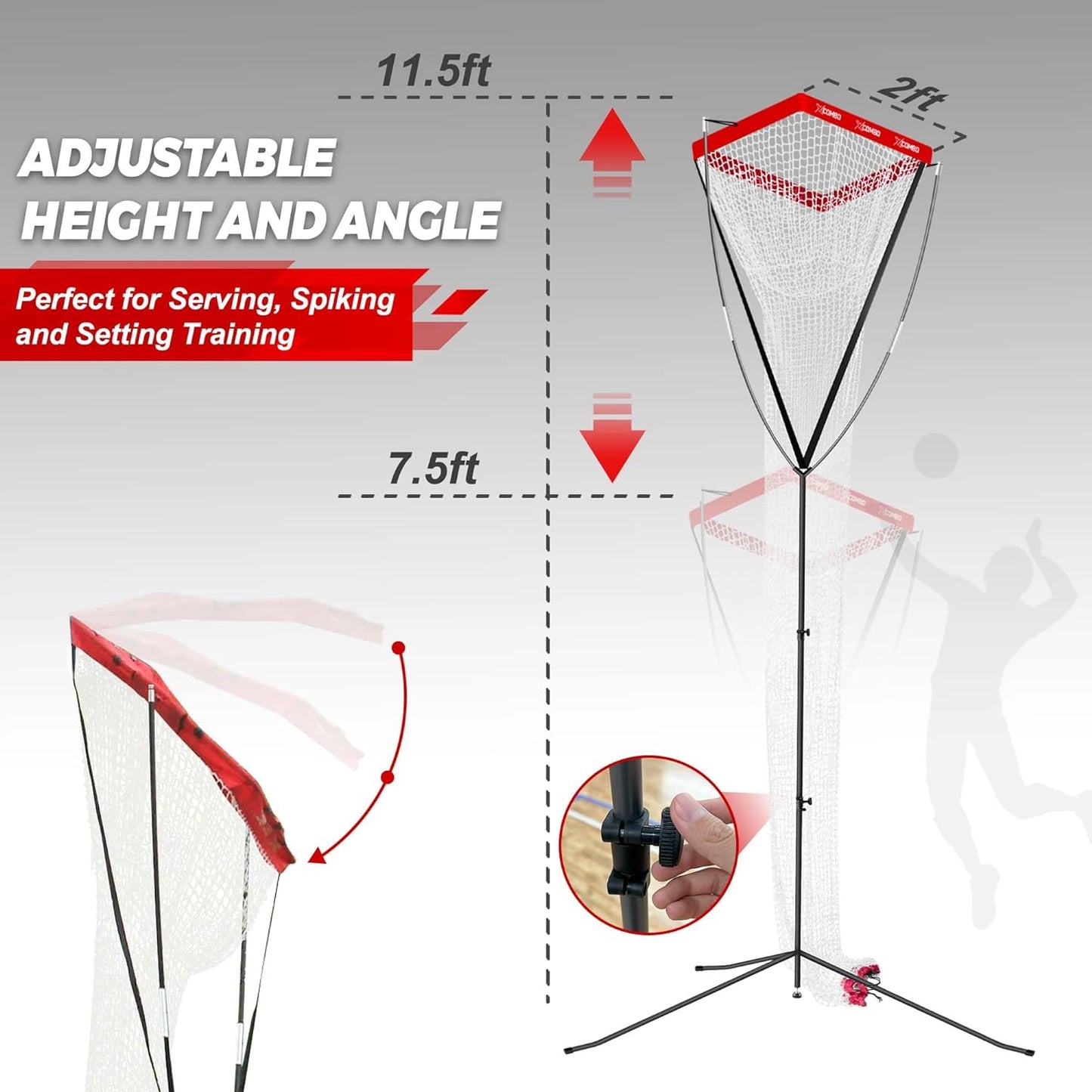 Volleyball Setter Trainer Net, Adjustable Height for Indoor and Outdoor Practice, Perfect for Serving, Spiking, and Setting Training Equipment