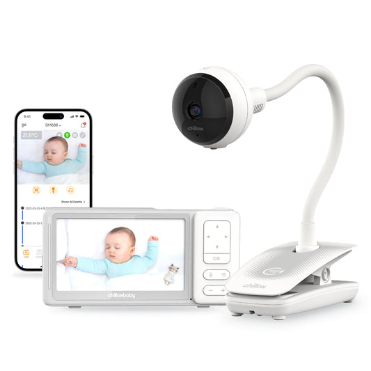 CHILLAX Giraffe Pro Portable Baby Monitor–Video Baby Monitor for Travel with Battery Base Stand,HD 1080p Camera and 5”Screen, Privacy Protection WiFi ON-Off Switch, Gooseneck Design, Night Vision Giraffe Portable