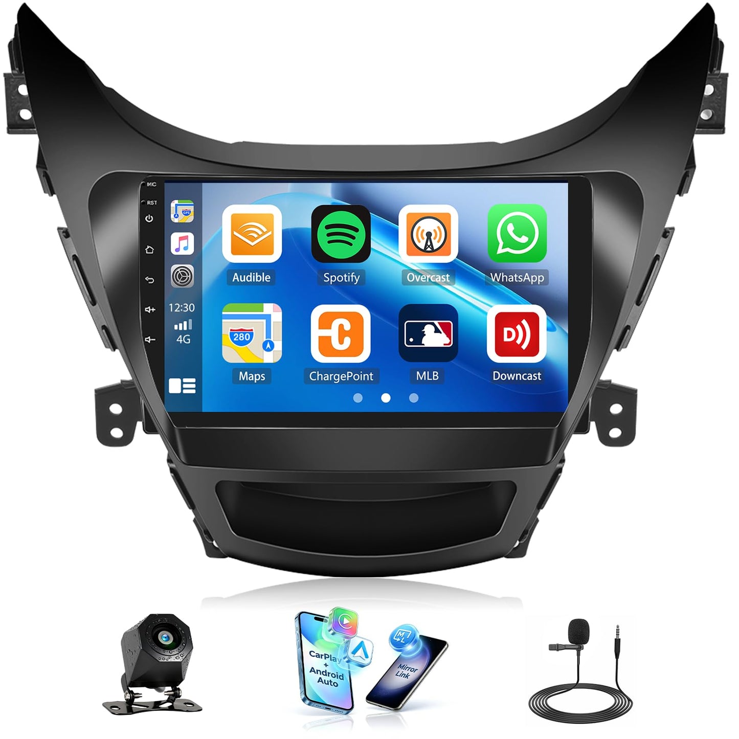 Car Stereo for Hyundai Elantra 2012-2013 9 Inch Car Radio with Bluetooth FM/RDS Carplay Android Auto Mirror Link SWC Backup Camera P1-NEW 9.0