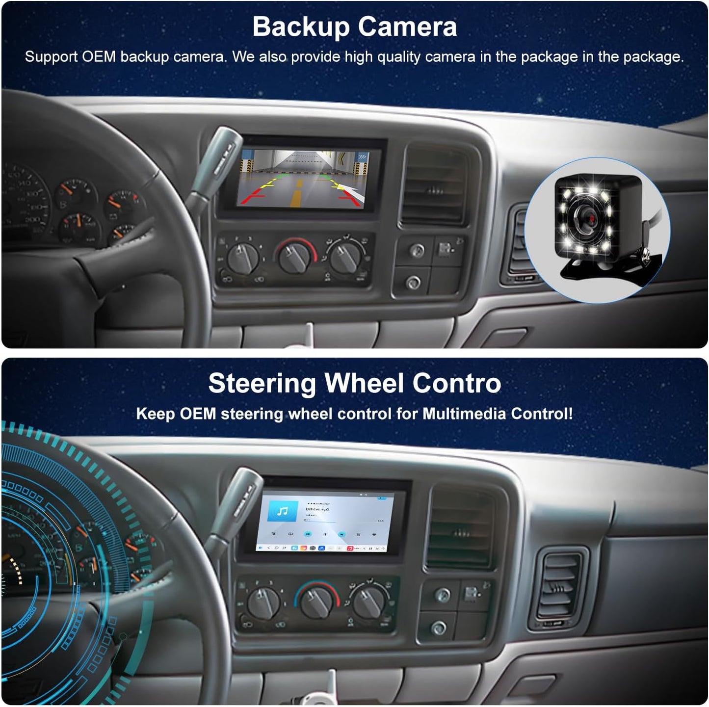 QLED Radio for Chevy GMC Buick Cadillac 1995 1996 1997 1998 1999 2000 2001 2002,8 core Touch Screen Stereo Upgrade,Wireless carplay & Android Auto,Free Backup Camera