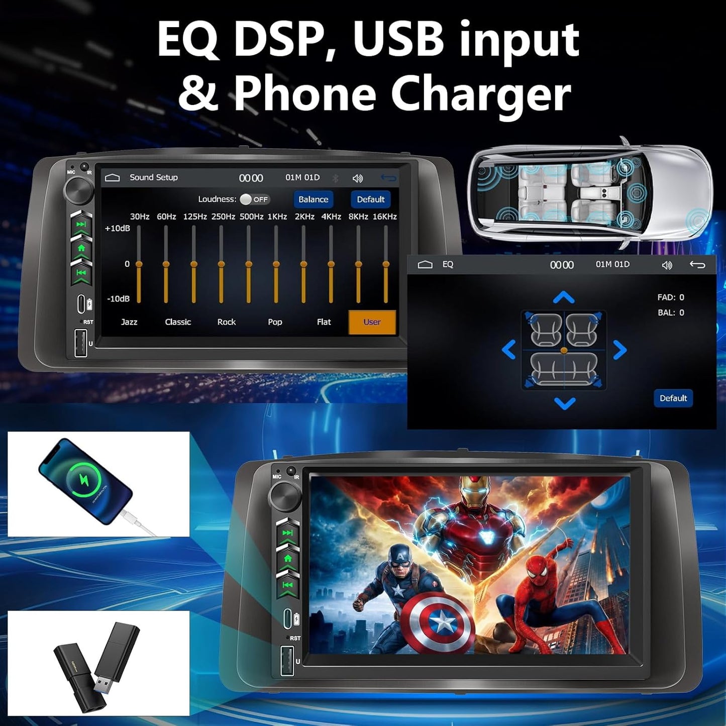 Plug&Play Car Stereo for Toyota Corolla 2003 2004 2005 2006 2007 2008, 7 Inch IPS Touch Screen with Wireless Carplay/Android Auto/MirrorLink,SWC/Backup Camera,DSP,AM/FM Radio