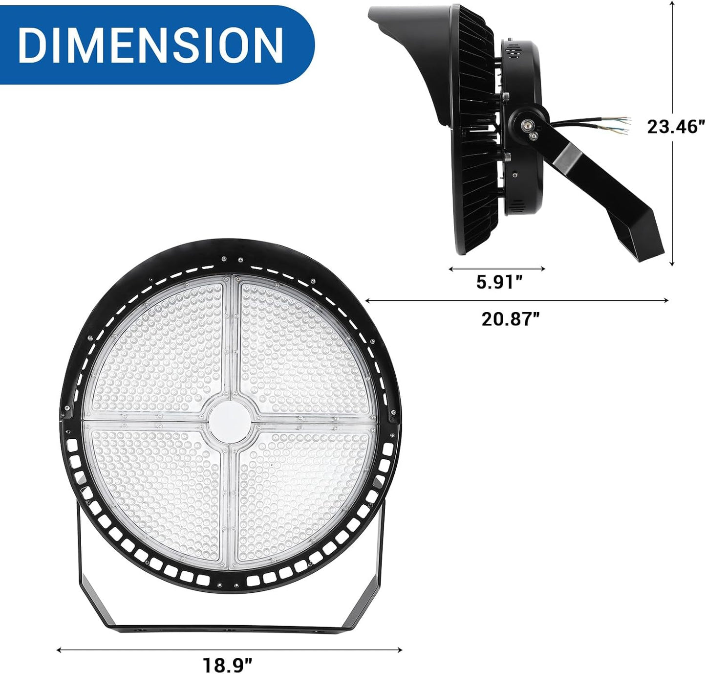 500W LED Stadium Lights, Super Bright Commercial Lighting 100-277Volt 72000Lum (2000W Metal Halide Eqv.), UL-Listed IP65 Waterproof 10KV Surge Dim