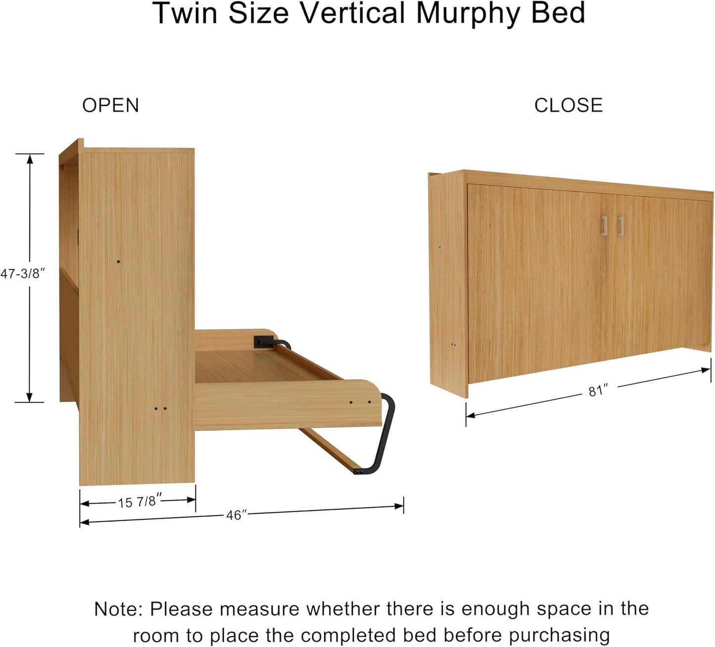 Twin Murphy Bed Hardware Kit, Folding Wall Bed Kit,Horizontal,Easy to Install,Saving Space