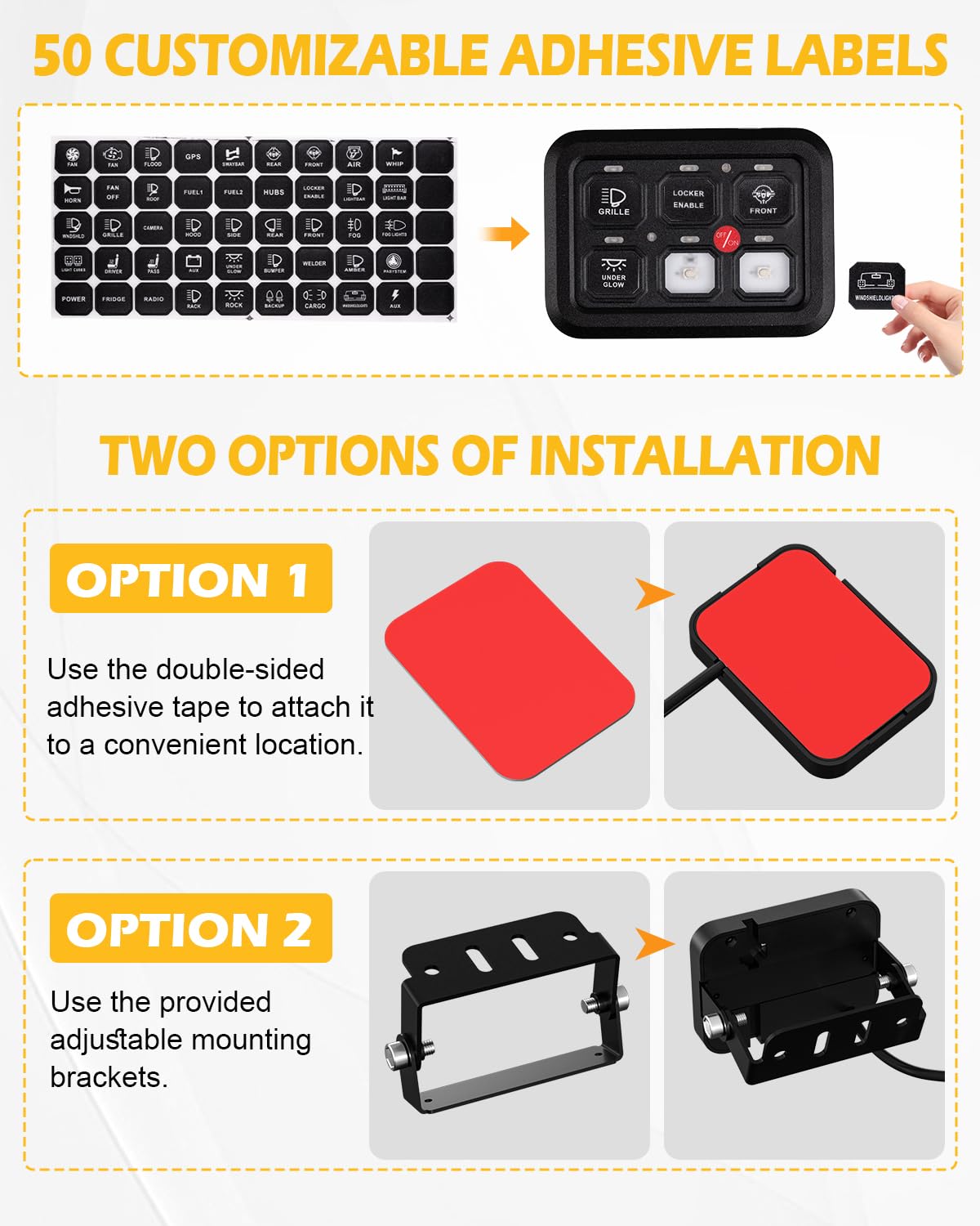 6 Gang Switch Panel with Electronic Relays, Universal Circuit Control Relay System, with Automatic Dimmable On-Off LED Swi