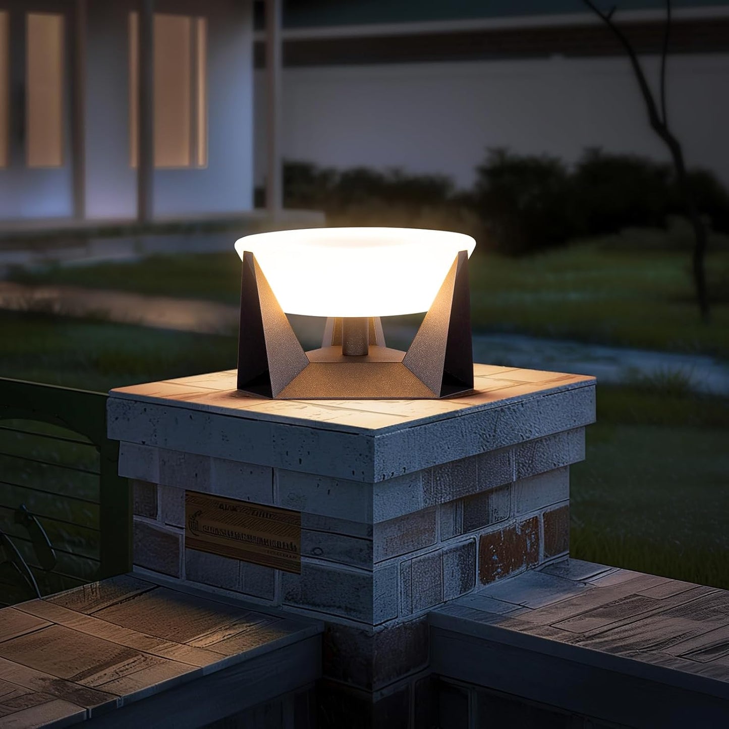 Outdoor Post Light, Modern Pillar Lights IP65 Waterproof LED Fence Deck Post Cap Lights 3000K Luxury High Voltage Har