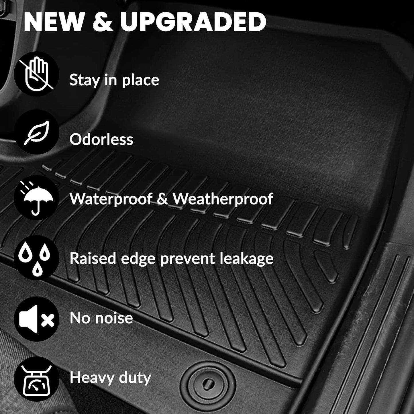 Auxko All Weather Floor Mats for Toyota rav4 Hybrid 2026 TPE Rubber Liners Accessory for Toyota rav4 Hybrid 2026 Odorless Anti-Slip Mats Black rav4 hybrid|2026|floor mats