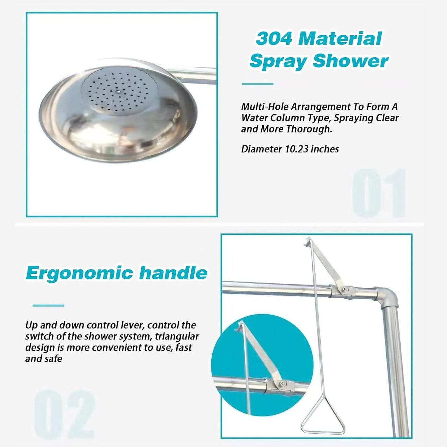 Emergency Shower Eye Wash Station - Huzxbw Safety Shower Station First Aid Eyewash Station Eye Irrigation,for Use in Chemical Plants and Laboratories