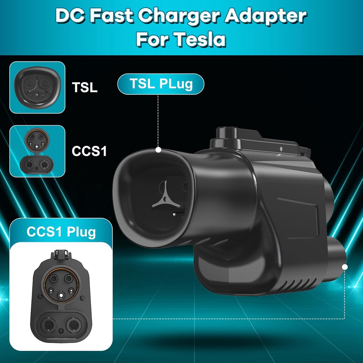 Compatible Tesla Supercharger (NACS) to CCS Electric Vehicle Adapter - 500 Amps / 1,000V - Fast Charge Your CCS1 EV at Tesla Superchargers with Vortex