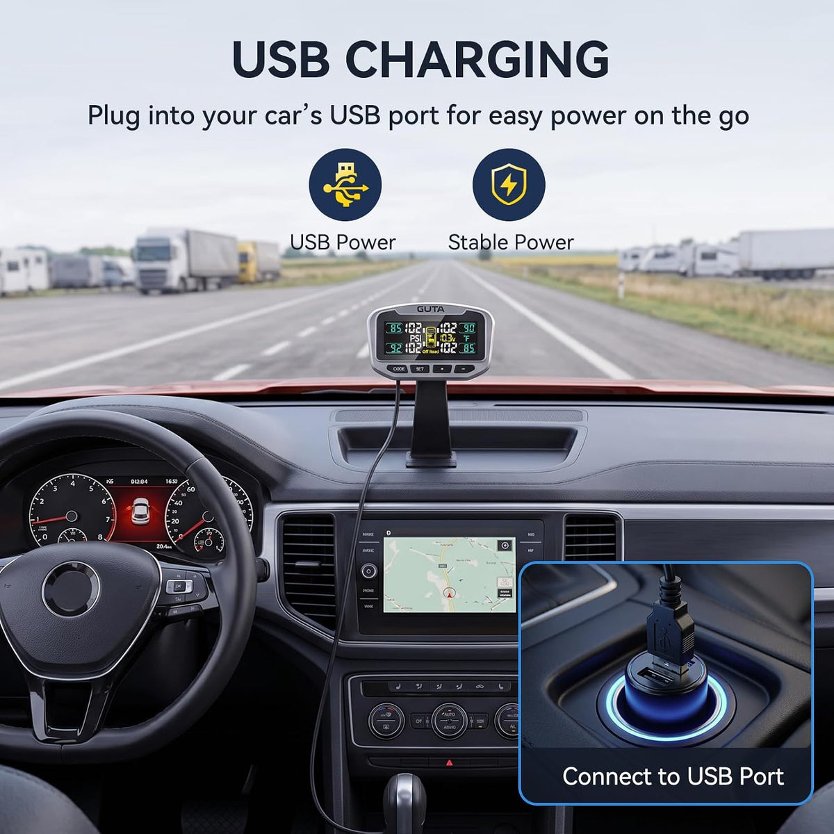 GUTA GT90 Tire Pressure Monitoring System, 0-188 PSI TPMS with 6 Sensors 6-Sensors