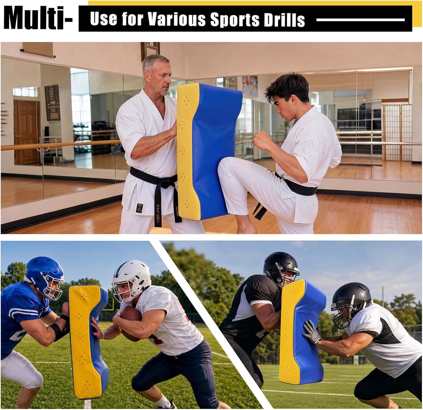 Tinideya Wedge Football Blocking Pad with Handles Denser Softer Foam Sport Tackle Shield Portable Rugby and Football Training Equipment for Blocking, Bumping and Contact Drills, 32 x 16 x 9 in