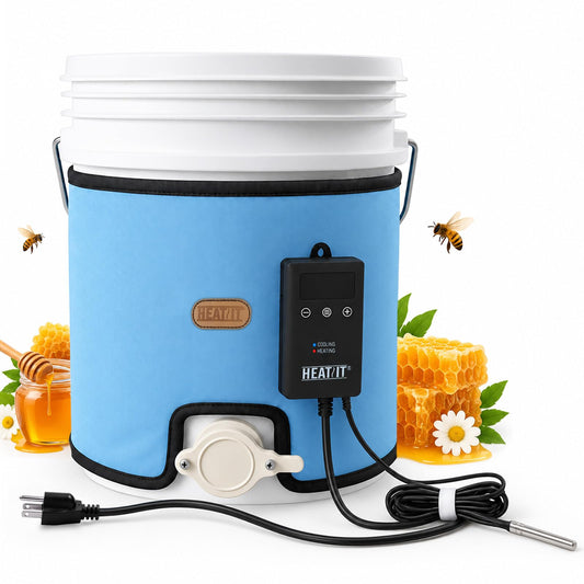 HEATIT 5 Gallon Honey Bucket Heater, Insulated Pail Warmer, Digital Timer