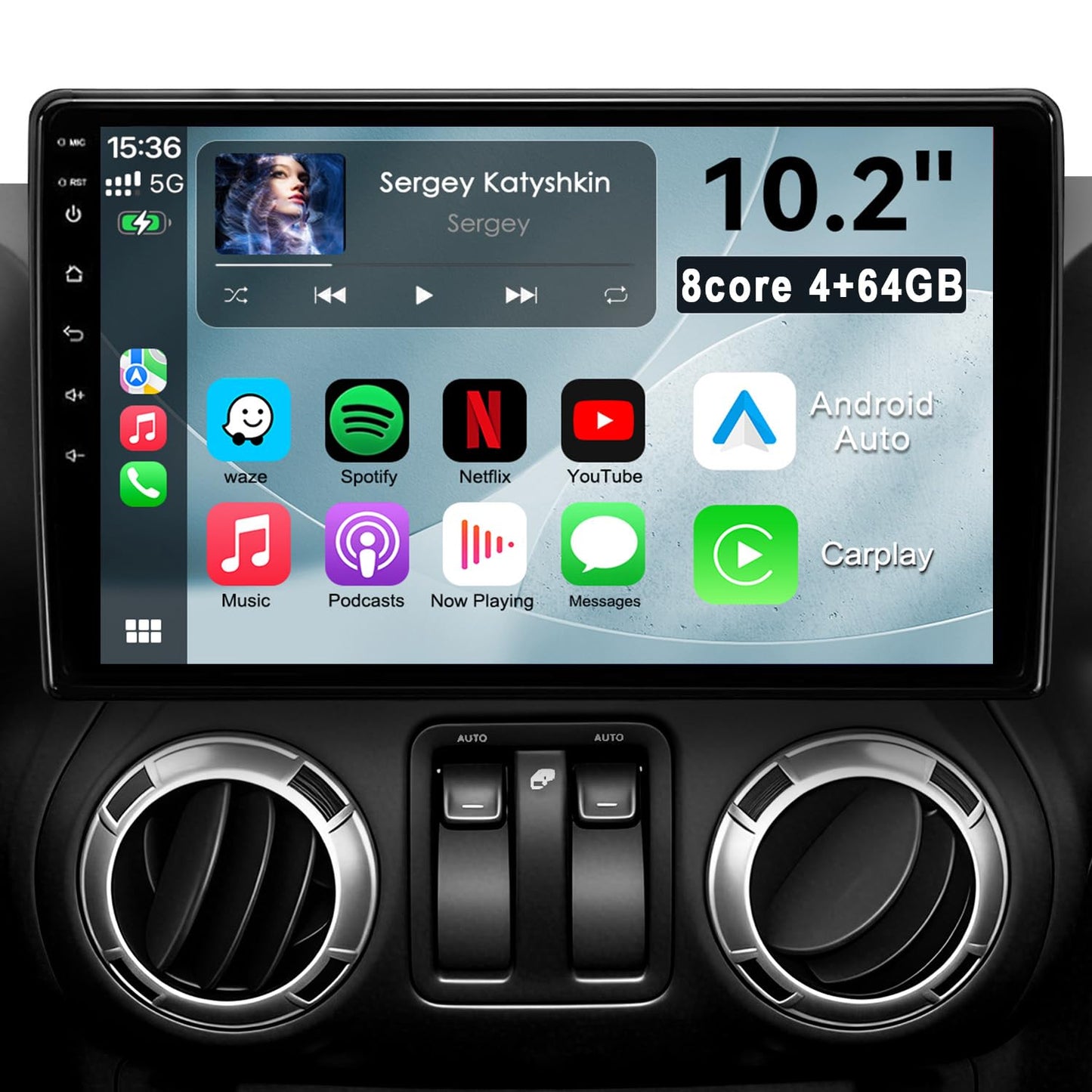 8Core 4+64GB Android 13 Car Radio Stereo for Jeep Wrangler JK Compass Grand Cherokee Dodge Ram, 10.2" QLED HD Touch Screen Head Unit with Carplay/Android Auto/5GHz WiFi/DSP/1080P Backup Camera/AM & FM 10.2'' QLED TOUCHSCREEN