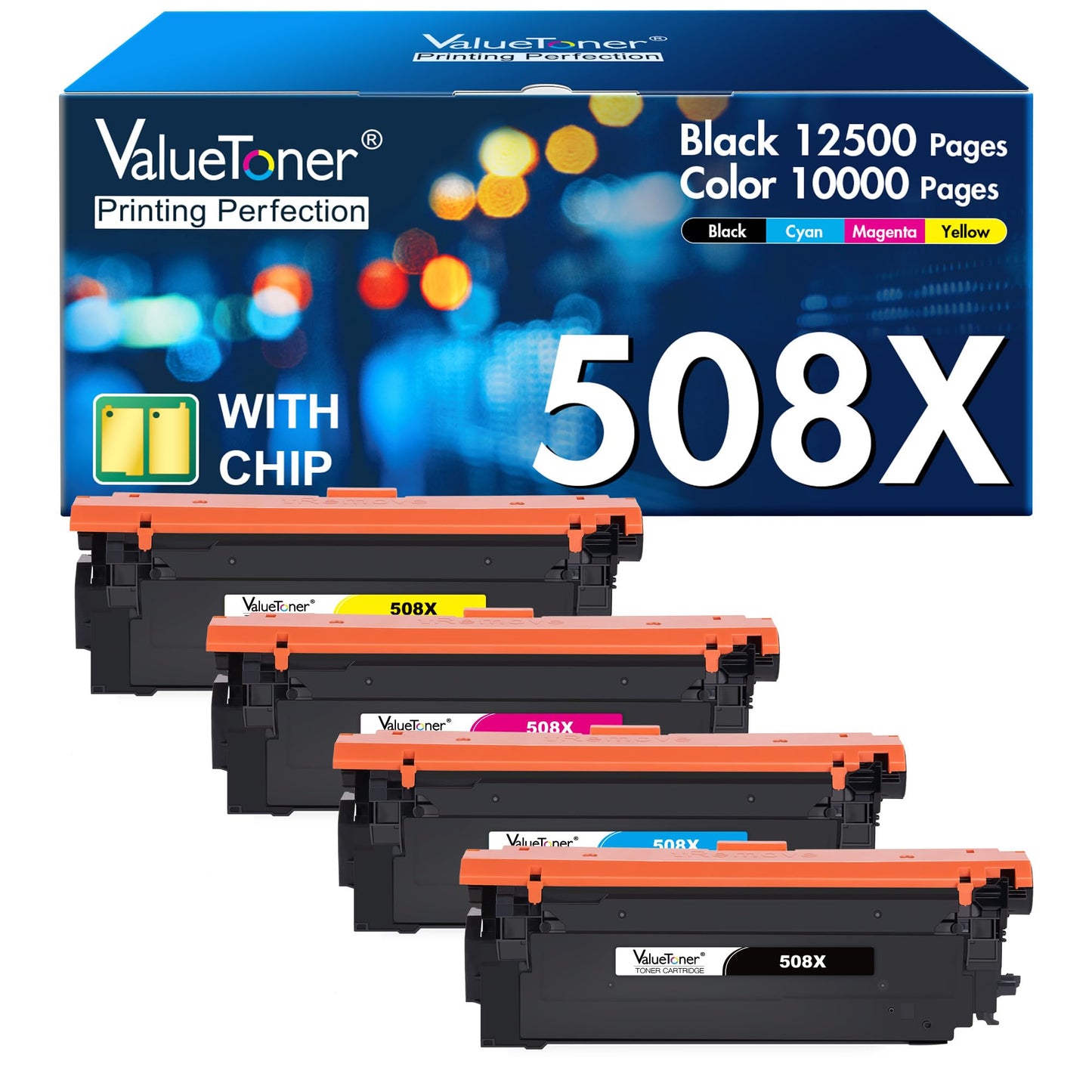 4 Pack Replacement for HP 508X Toner Cartridge CF360X CF361X CF362X CF363X Higher Page Yield Work for HP Color LaserJet M552 M552dn M553 M553n M553dn M553x M557 M577c M577z M577f M577dn (4-Pack)
