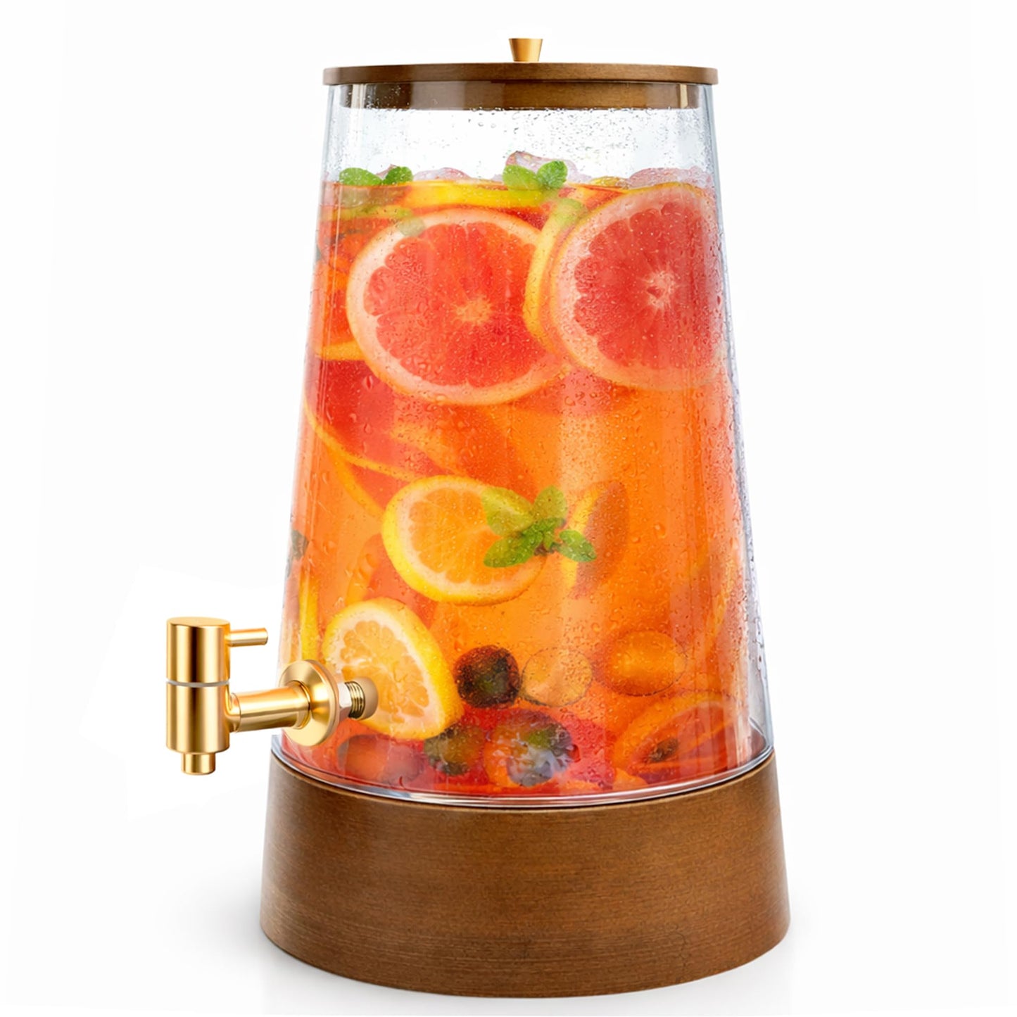 1.7 Gallon Glass Drink Dispenser, Large Glass Cold Beverage Dispensers with Faucet, Water Dispenser for Party, Bars and Home