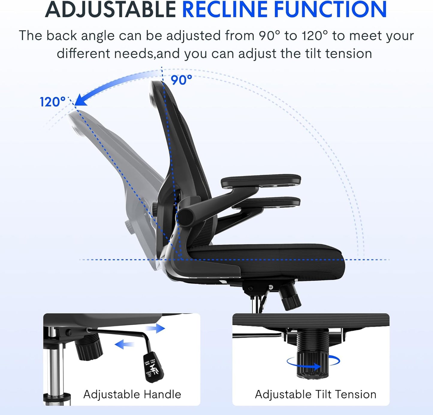 Big and Tall Mesh Office Drafting Chair,Comfortable Computer Chairs with Adjustable Lumbar Support and 3D Flip-Up Armrests,Standing Desk Chairs for