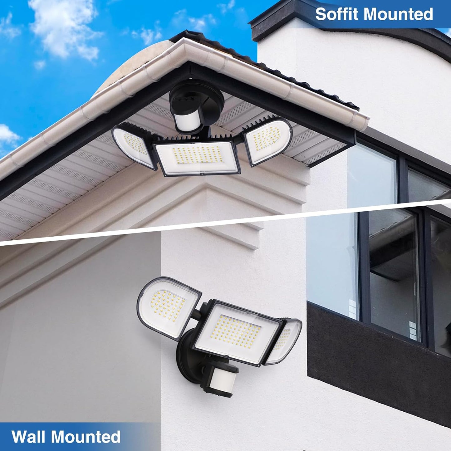 150W Motion Sensor Lights Outdoor for Outside, 15000LM LED Flood Lights Outdoor wired Dusk to Dawn, Exterior Security Floo