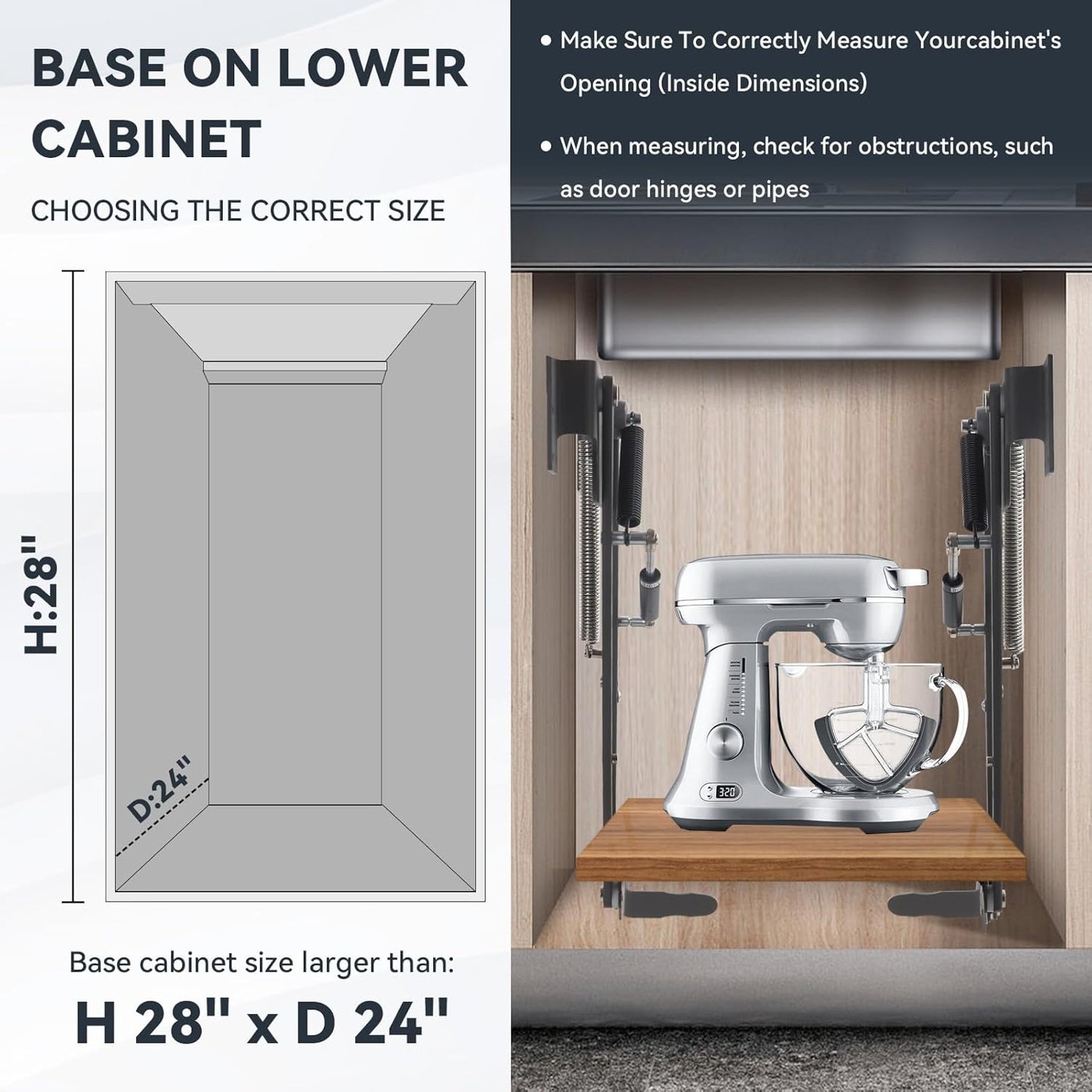 Appliances & Mixer Lift for Cabinet, Soft-Close Appliance Lifter with Locking Mechanism, Aids In The Use Of Heavy Duty Tools, Maximum Weight Capacity is 60 Pounds, for Small Kitchen Appliance