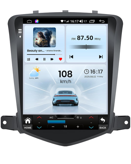 Car Radio for Chevy Cruze 2009-2015: 1024 * 768 HD Tesla-Style Touchscreen Wireless Carplay Andriod Auto 1080P Backup Camera Bluetooth 5.0 GPS 5G WiFi FM Radio