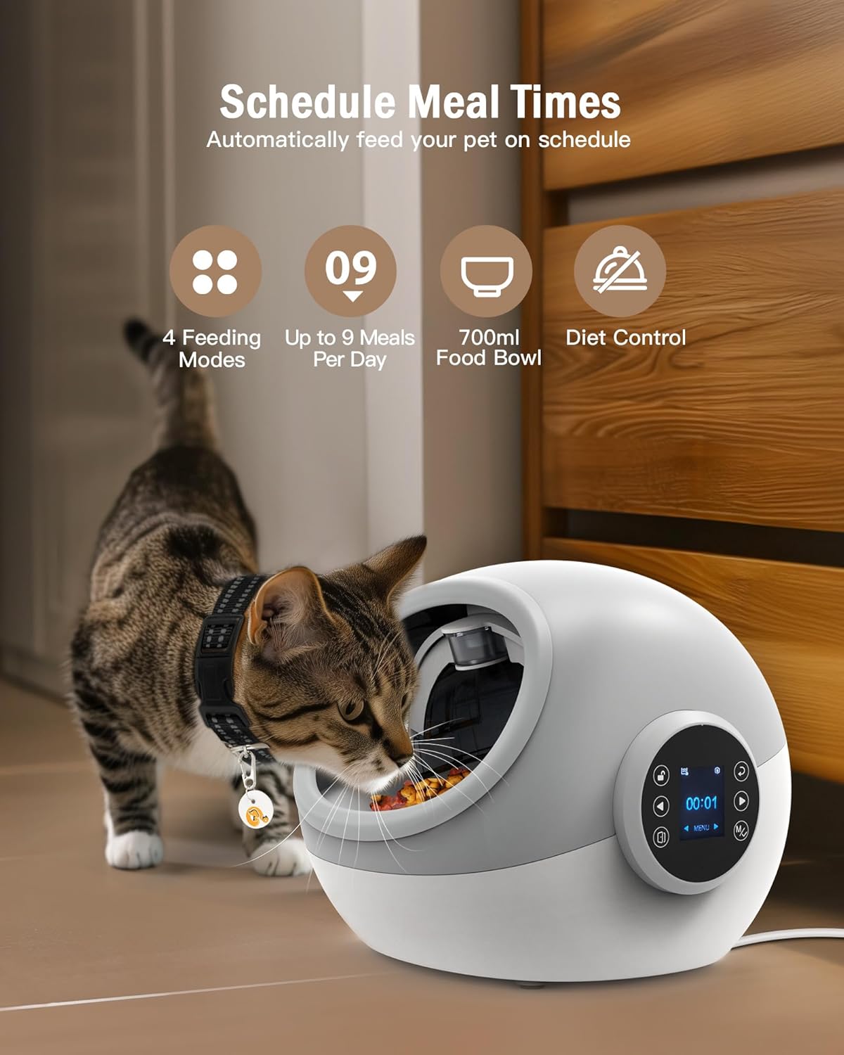 RFID Automatic Cat Feeder, Microchip Pet Feeder, Auto Cat Feeder with Collar, Automatic Pet Feeder - Prevents Food Stealing, Perfect for Prescription