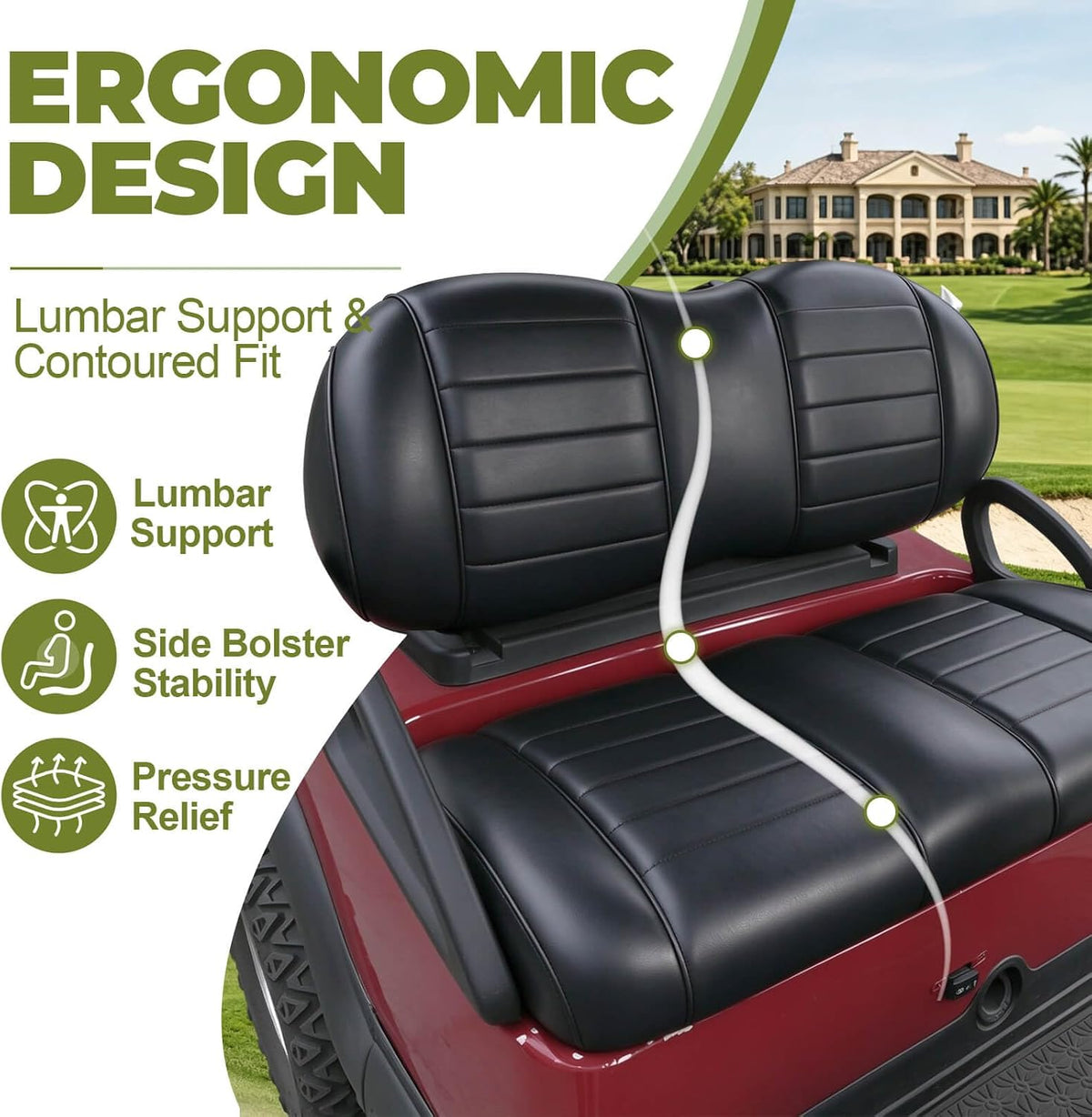 NOKINS Golf Cart Front Seat for Club Car Precedent 2012+/Tempo/Onward
