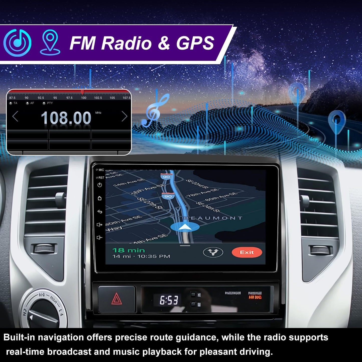 5GWiFi Android 15 Upgrade Car Radio for Toyota Tacoma radio 2005-2015 9inch Touch Screen Car Stereo Replacement Head Unit Apple Wireless Carplay Android Auto GPS Navigation FM Bluetooth DSP SWC Camera
