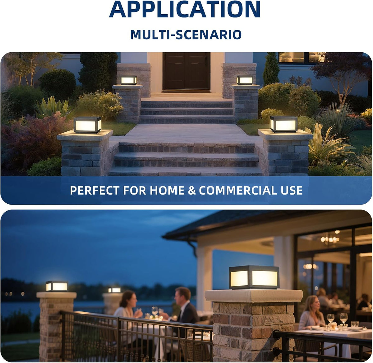 9.8" Outdoor Post Lights Hard Wired, Waterproof AC100-240V Column Light, 3000K Modern Pillar Lights, LED Deck Square Post Light Fence Lamp for Patio Garden Gate Entrance Posts with E26 Bulb