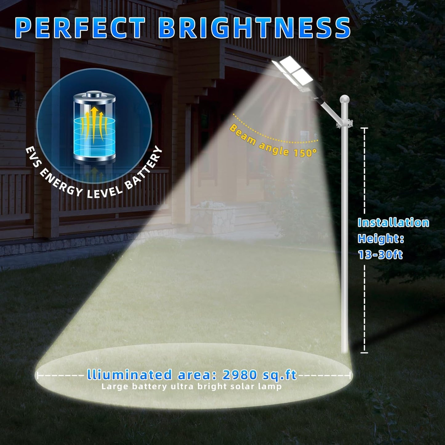 INSDEA 800W Solar Street Light Motion Sensor, 8000K Commercial Solar Lights for Outside, IP65 Waterproof Security Led Solar Flood Lights Outdoor Dusk