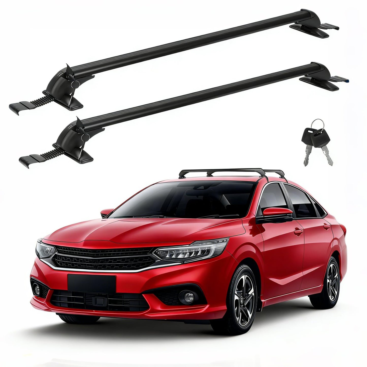 Universal Car Roof Rack 42.91in-44.88in, Heavy-Duty Aluminum Adjustable Roof Rack Cross Bars for Kayak, Bike, Luggage, Roof Rails with Theft Lock for Bare Roof Cars, 165lbs Load Capacity (43")