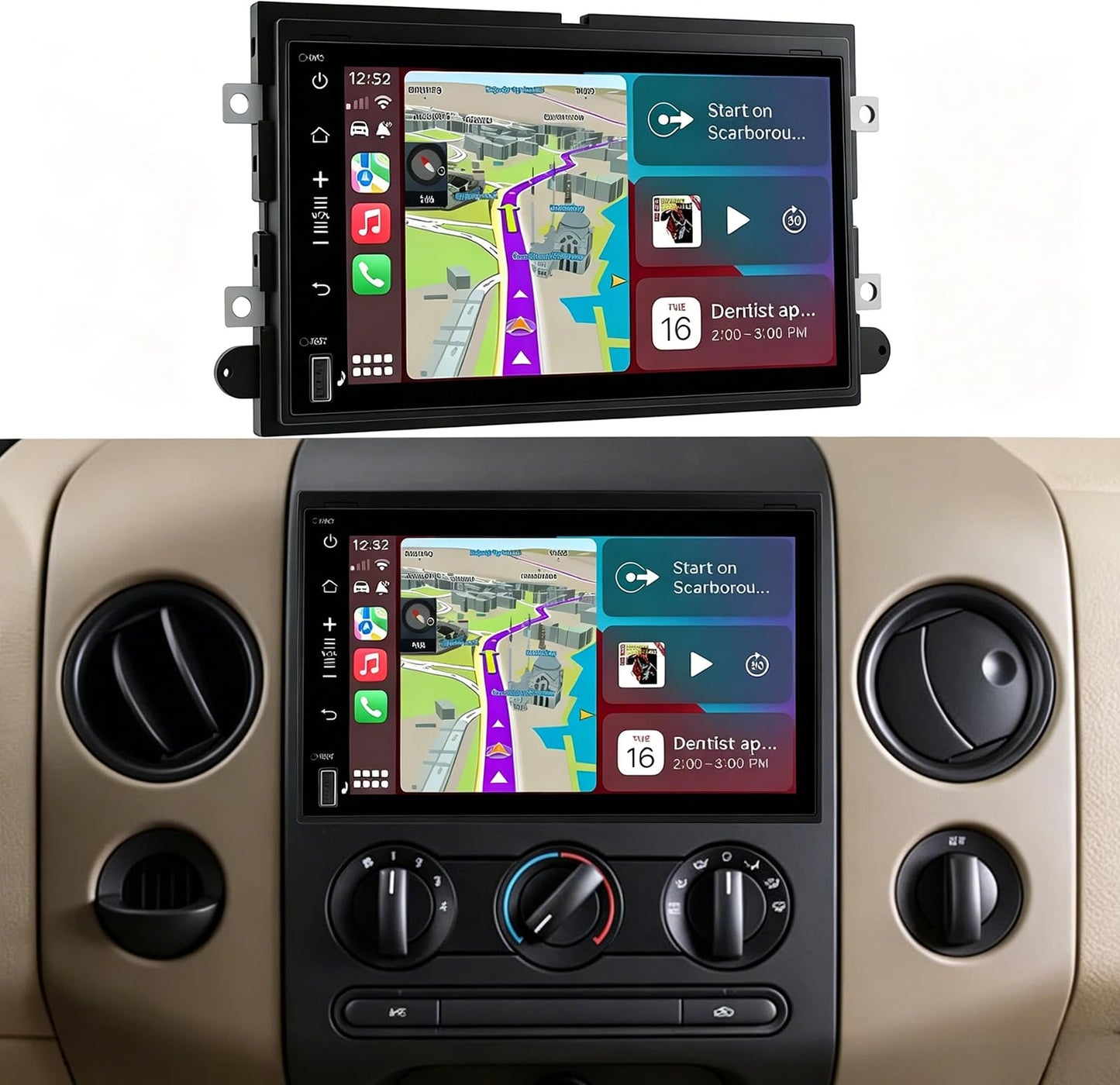 Car Radio for Ford F150 2004-2008: 8-Core 4GB+32GB Android 14 Head Unit | Wireless CarPlay & Android Auto, 7 inch Touchscreen, GPS Navigation, FM, Wifi, Bluetooth, Faster Stable Connection