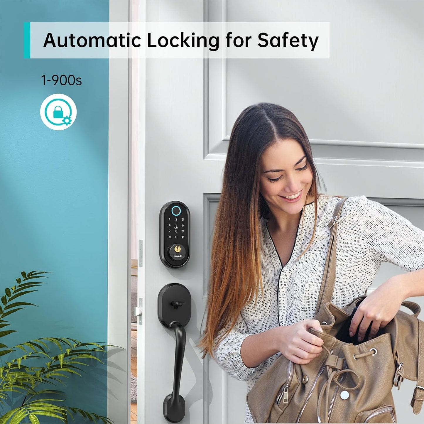 Smart Keyless Entry Door Lock Set - Hornbill Fingerprint Deadbolt Handle Set for Front Door - Bluetooth Electronic Digital Keypad Lock- Auto Lock App