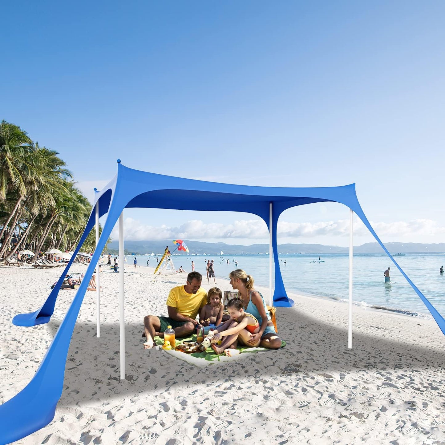 Fuairmee Beach Tent Sun Shelter, 10x10FT Beach Tent Sun Shade Canopy UPF 50+ UV Protection, Easy Set Up Pop Up Outdoor Shade with Portable Carrying