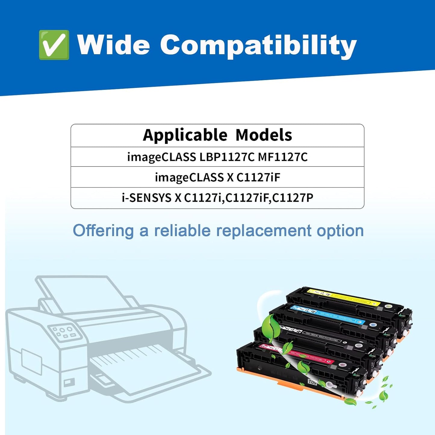 T09L T09 High Capacity Toner Cartridge Compatible with Canon T09 Toner for Canon ImageCLASS X LBP1127 LBP1127C MF1127 MF1127C Printers(Black Cyan Magenta Yellow)