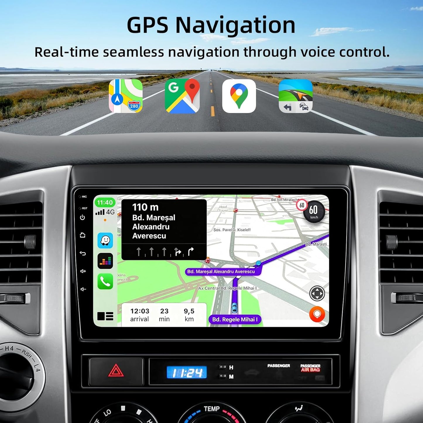 Car Radio Stereo for Toyota Tacoma 2005-2015,Android 15 2+64G 9" Touch Screen Radio with CarPlay Android Auto Bluetooth GPS Navigation HD Backup Camera
