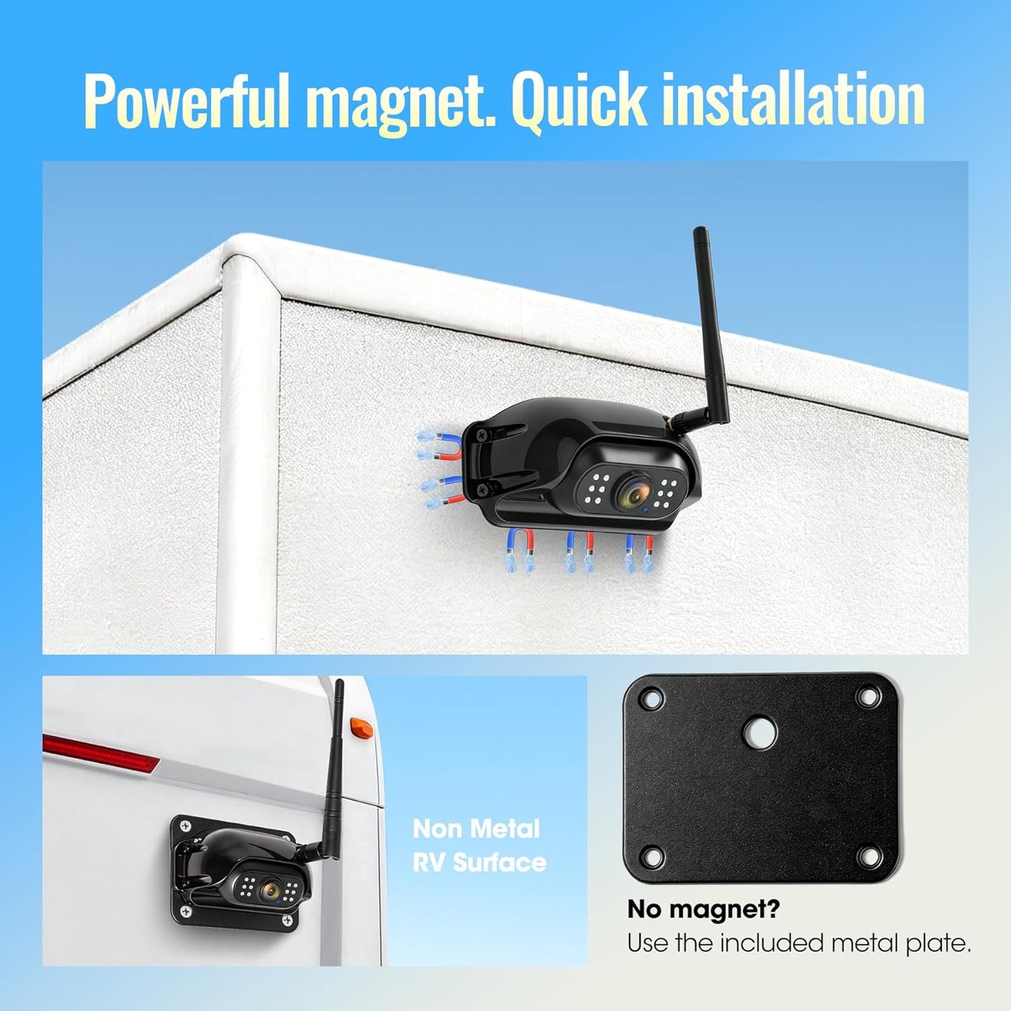 Magnetic Wireless RV Backup Camera System, 7.0" 1080P Touchscreen DVR Rear Camera Compatible with Furrion Pre-Wired Plug, Night Vision Waterproof Camera for Hitching, RV, Trailer, Truck, V04