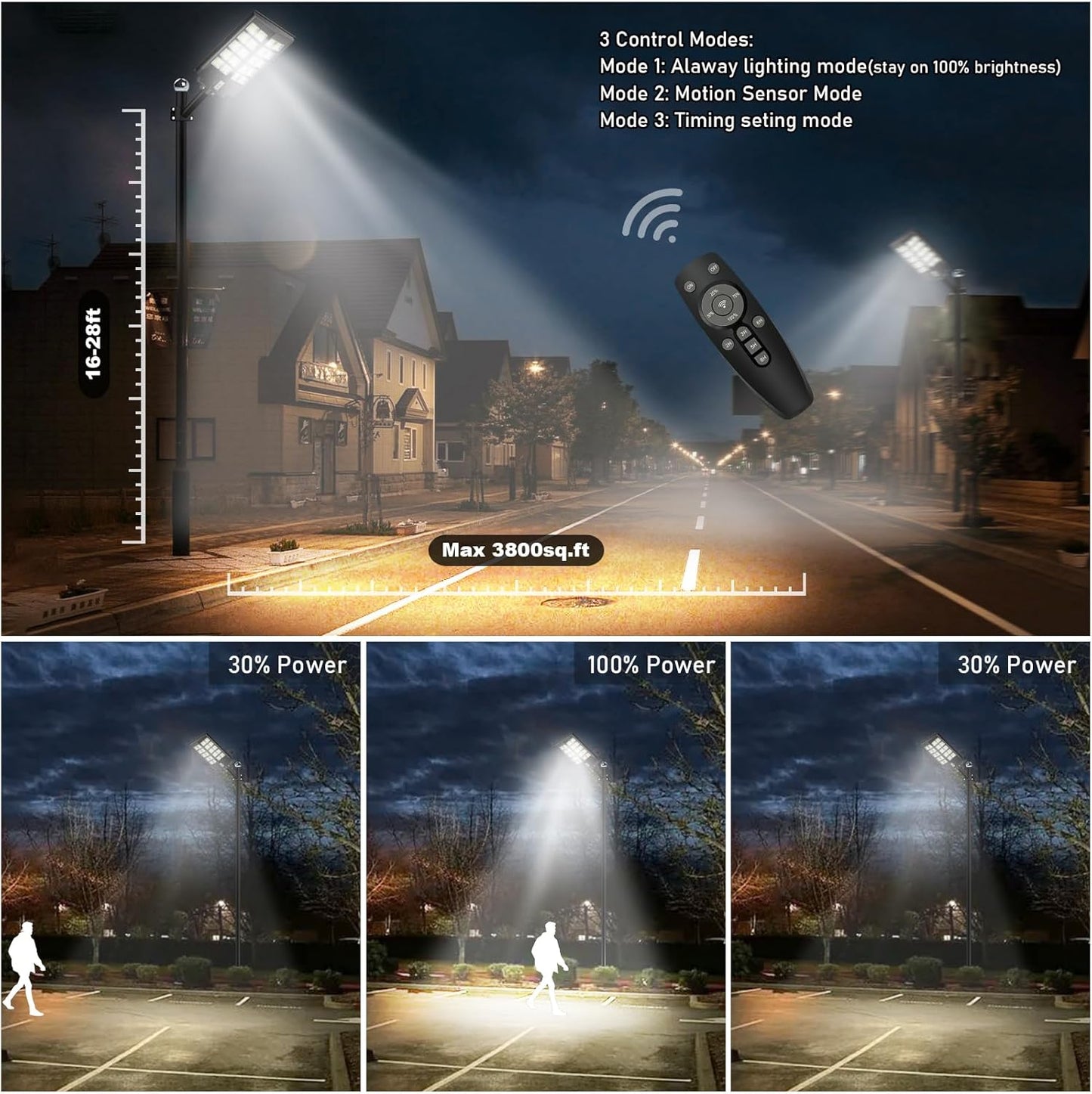 forealtou 1500W Solar Street Light Outdoor 8000K LED Solar Flood Light Dusk to Dawn, IP67 Waterproof 18000LM Solar Powered Outdoor Lights Motion