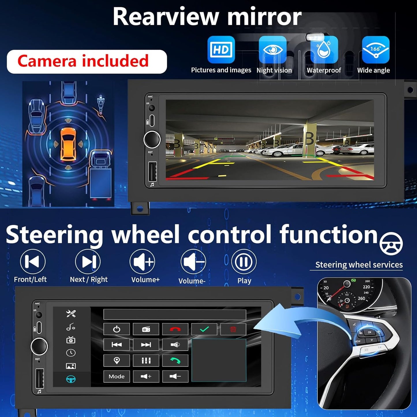 Plug&Play Car Stereo for Dodge Ram 1994-2001 /Dakota1987-2000 /Caravan 1984-2000 / Pickup D150 D250 D350 1984-1993/Town&Country 1990-2000/Grand Cherokee 1993-1998 Wireless CarPlay&Android Auto AM/FM