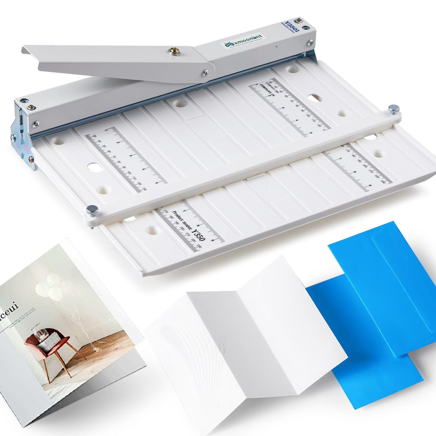 Foldable Manual Creasing Machine 13'' with Metric/Imperial Scale, Up to 300gsm, Home Manual Creaser for DIY Invitations Greeting Cards, Covers