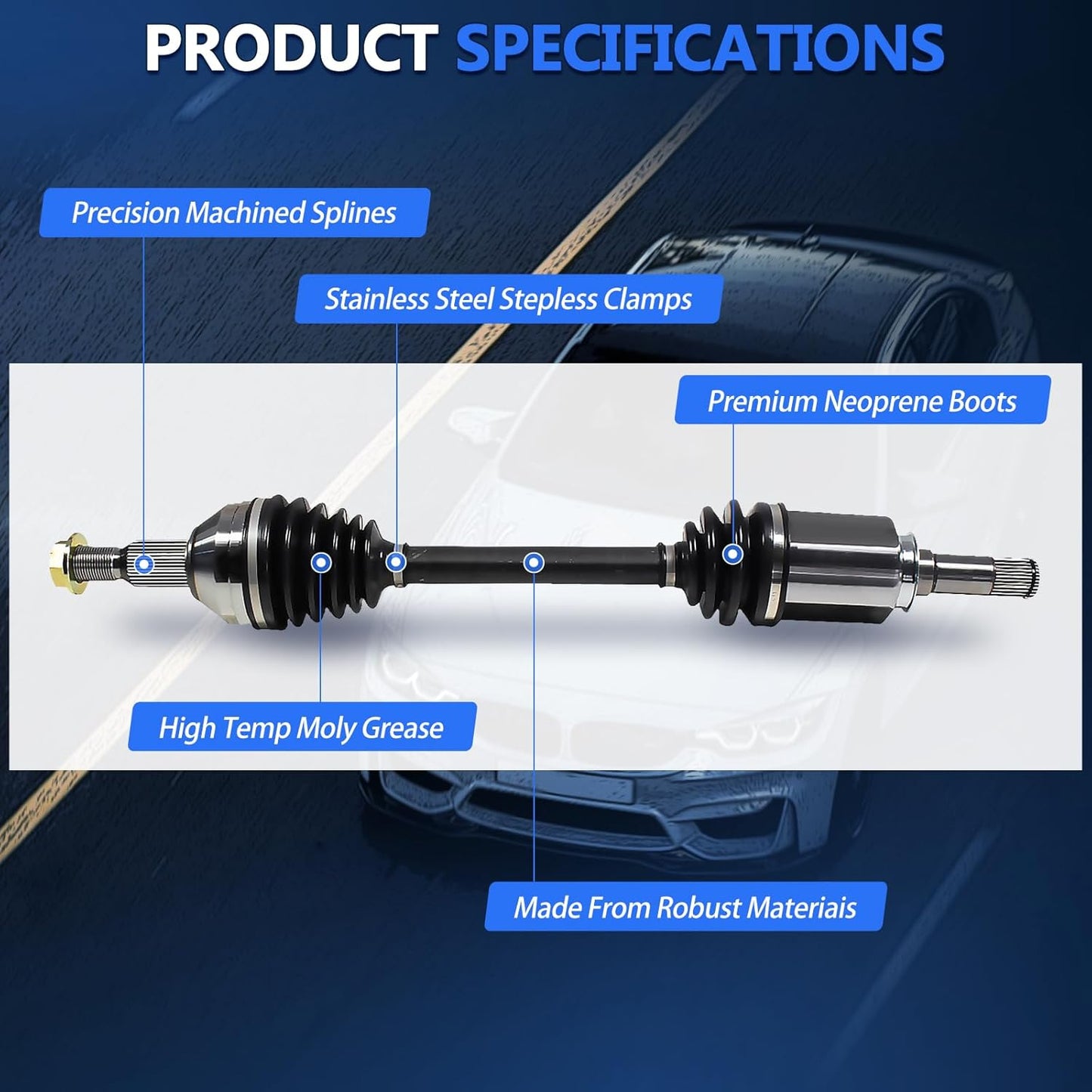 CV Axle Front Fit for Chevy Traverse 2009-2017, GMC Acadia 2007-2016, Buick Enclave 2008-2017, Saturn Outlook 2007-2010, CV Axle Joint Shaft Assembly Driver and Passenger Side